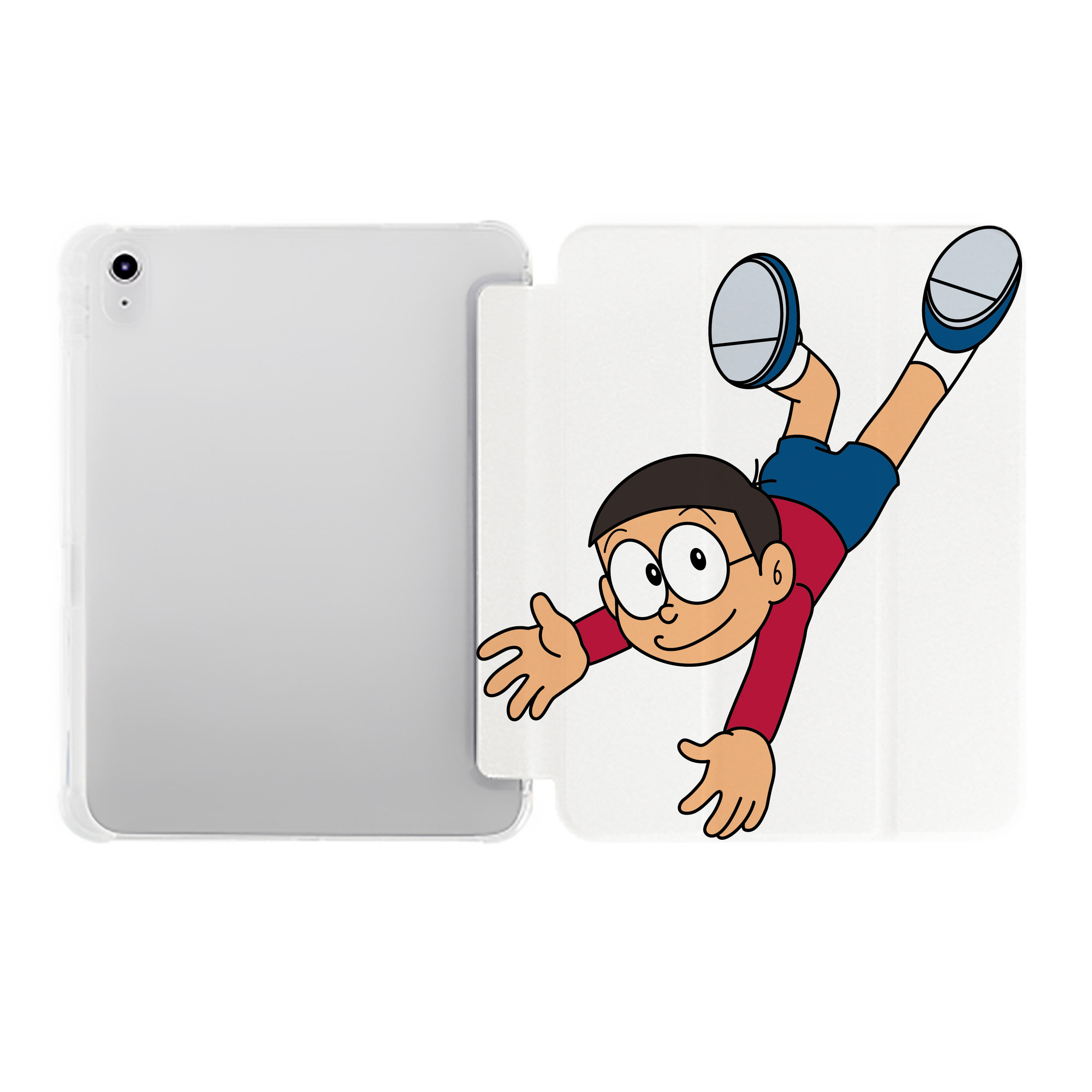 （画像用） ドラえもん 野比 のび太 Doraemon Nobita Nobi IPad ケース ペン収納付き 三つ折りスタンド PUレザー×シリコン 対応機種9.5/10.5/10.9インチ